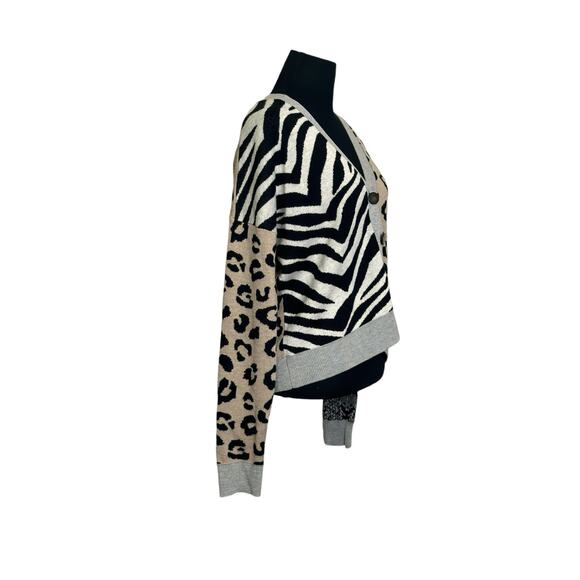 Payton Primrose animal print patchwork long sleeves cardigan size Small - Picture 12 of 12